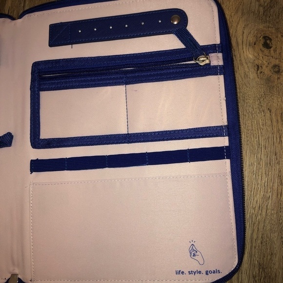 STELLA & Dot Pink & Blue Zip Up Book Travel Jewellery Jewelry Case 9” x 11” - Picture 3 of 6